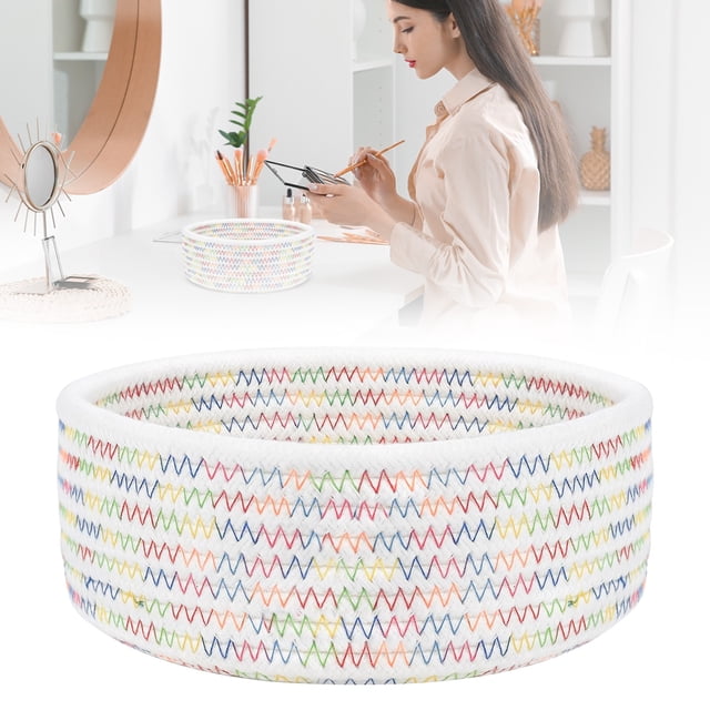 Woven Storage Basket E Organizers and Storage, Small Woven Baskets Tiny Oval Shallow Storage Baskets Mini Cotton Rope Empty Decorative, a Woven Storage Basket, by Meiiso