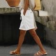 thumbnail image 3 of HADST Women's Cotton Linen Drawstring Shorts High Waisted Rolled Cuff Lace Trim Pocket Shorts Oversize for Summer, 3 of 8