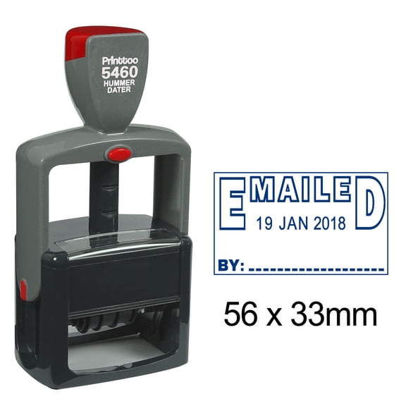 Printtoo Office Document Heavy Duty Dater Stamp With Emailed By Text Date Self Inking Rubber Stamp-Blue