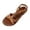 A-Brown394, variant on Womens Flat Sandals Denim Elastic Slingback Wooden Knot T Strap Flat Sandals Ladies Neighborhood Walking Wear Flat Sandals