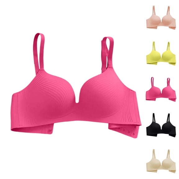 Byworldtasic Women Seamless Push‑Up Bra Wireless Texture Comfort Bra Adjustable Straps Back Closure Everyday Bralette