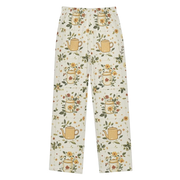 FORMRS Kids Pajama Pants with Pockets Size 6-8Y Boys Lounge Sleep Bottoms, Birds Sunflowers