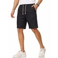 thumbnail image 2 of RICHCOIN Mens Casual Linen Shorts Elastic Waist Drawstring Loose Fit Summer Beach Vacation Shorts with Pockets, 2 of 7