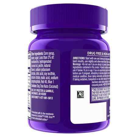 Vicks ZzzQuil Pure Zzzs Triple Action Sleep Aid Melatonin Gummies, Melatonin 6mg, 30 Count
