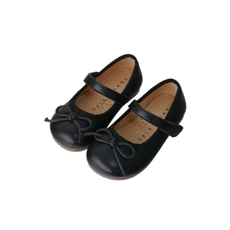 

Welliumy Girls Flats Comfort Dress Shoes Bowknot Mary Jane Wedding Leather Shoe Performance Lightweight Ankle Strap Black 12C