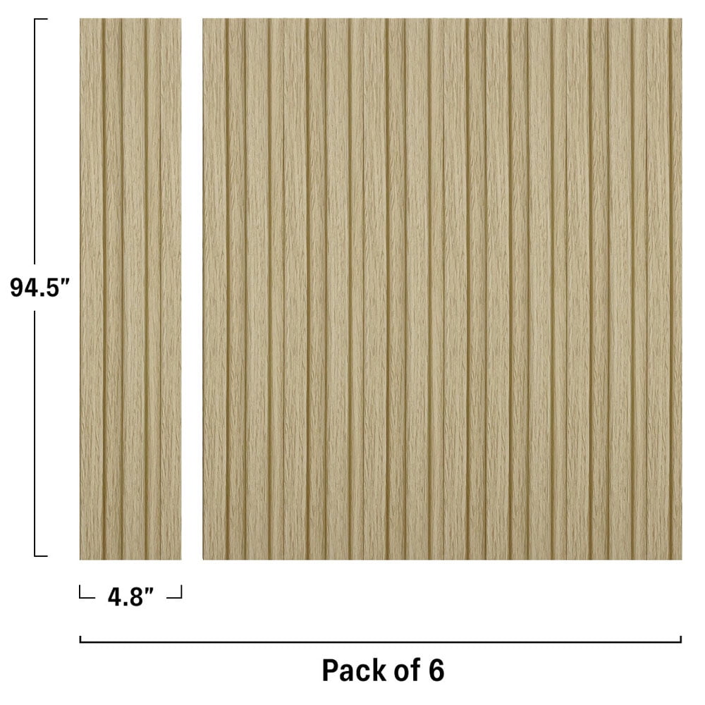 Concord Panels | Faux Wood Slat - Pine | Waterproof Slat Panel | 94.5" X 4.8" Each | Wood Wall Panels For Interior Decor CO600-04 (Pack Of 6 - 18.9 Sqft