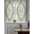 thumbnail image 4 of Baroque Sage Green Tier Curtains 45 Inch Length,Sheer Curtains for Bedroom Living Room Window Vintage Damask Classic Floral Rod Pocket Drapes Kitchen Curtains Small Half Window 27.5"x45" 2 Panels, 4 of 6