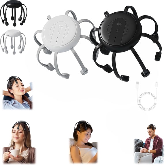Electric Octopus Scalp Massager, Cordless 360‑Degree Kneading & Vibration Massager with Multiple Modes