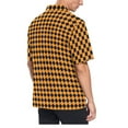 thumbnail image 3 of joogoo Men's Hawaiian Shirt Orange Checked Grid Pattern Short Sleeve Casual Button Down Shirts L, 3 of 6