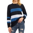 thumbnail image 4 of HUBERY Women Colorblock Stripe Crew Neck Long Sleeve Sweater, 4 of 8
