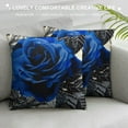 thumbnail image 3 of GOSMITH Flower Throw Pillow Covers Black Blue Rose Decorative Square Pillowcases for Sofa Bedroom Living Room Decor Gift White, 3 of 5