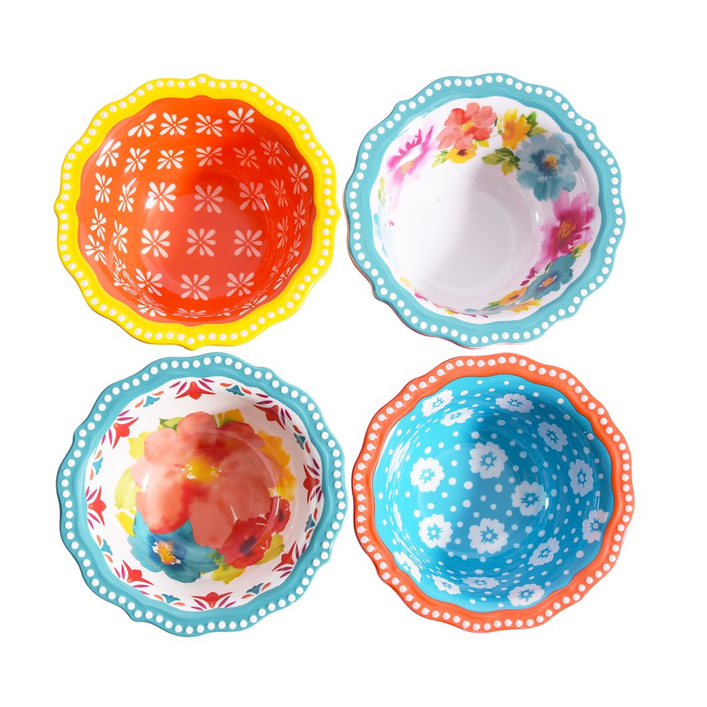 The Pioneer Woman Breezy Bouquet 4Piece 4.75" Round Melamine Dip Bowl