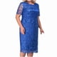 thumbnail image 1 of Umfun - Vestidos formales para mujer, tallas grandes, informales, con cuello en V, encaje estampado, malla, para dama de honor, invitada de boda, noche, azul, L, 1 of 5