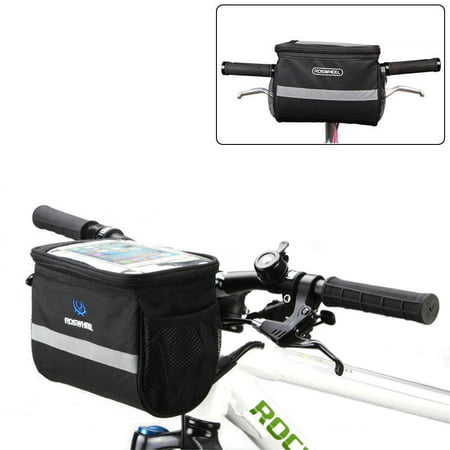 EEEKit Bike Front Handlebar Bag, Waterproof Bicycle Front Storage Bag, Outdoor Cycling Pouch Front Basket with Touchscreen Transparent PVC Pouch for Smartphone Holder, Wallet,