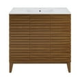thumbnail image 3 of Cascade 36 in. Brown oak Bathroom Vanity With White, 3-Hole Ceramic Sink Top, 3 of 8