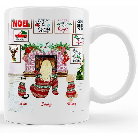 Girl Mug Custom Cat Dog Ceramic Coffee Mug For Cat Dog Lovers Christmas Gift Holiday Gift Portrait Family, Ceramic Novelty Coffee Mug, Tea Cup, Gift Present For Birthday, Ch