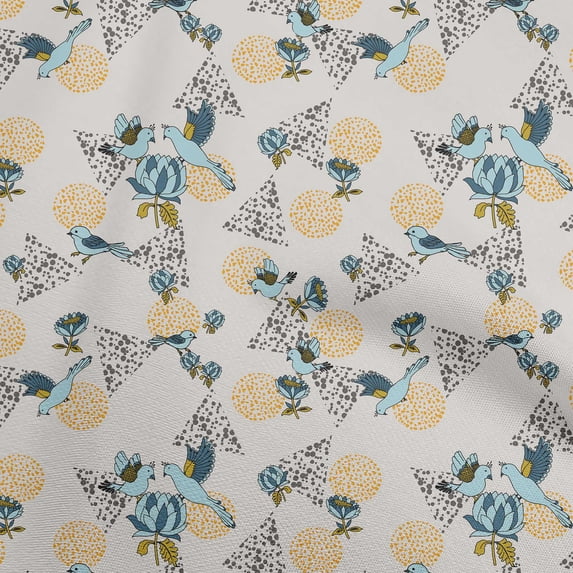 oneOone Rayon Light Gray Fabric Conversational Print Quilting Supplies Print Sewing Fabric By The Yard 56 Inch Wide