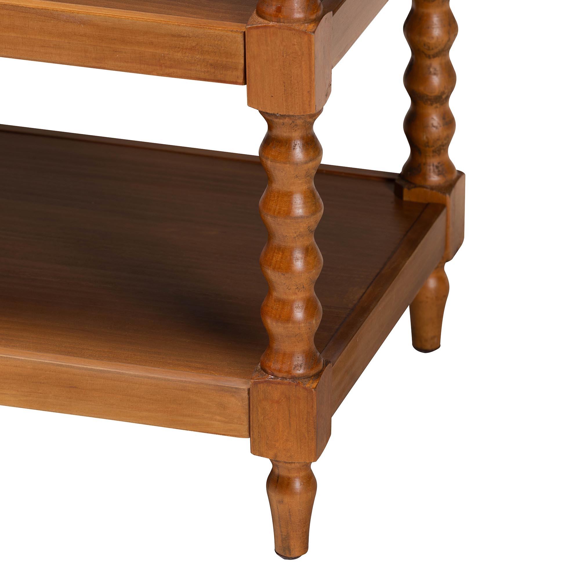 Baxton Studio Imogene Retro-Modern End Table, Turned Legs, Walnut Brown