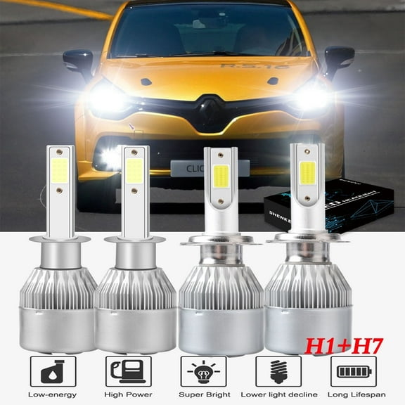 For Renault Clio 2017 2015 Headlights,H1 H7 High Beam and Low Beam Bulbs,4pcs