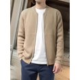 thumbnail image 6 of Men's Zip Up Cardigan Sweater Slim Fit Casual Full Zipper Sweaters Khaki XXL, 6 of 7