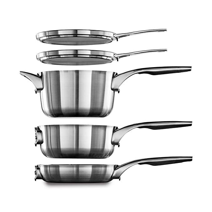 Calphalon Premier Space Saving Stainless Steel 3 Piece, 8-in. Stack Cookware  Set 