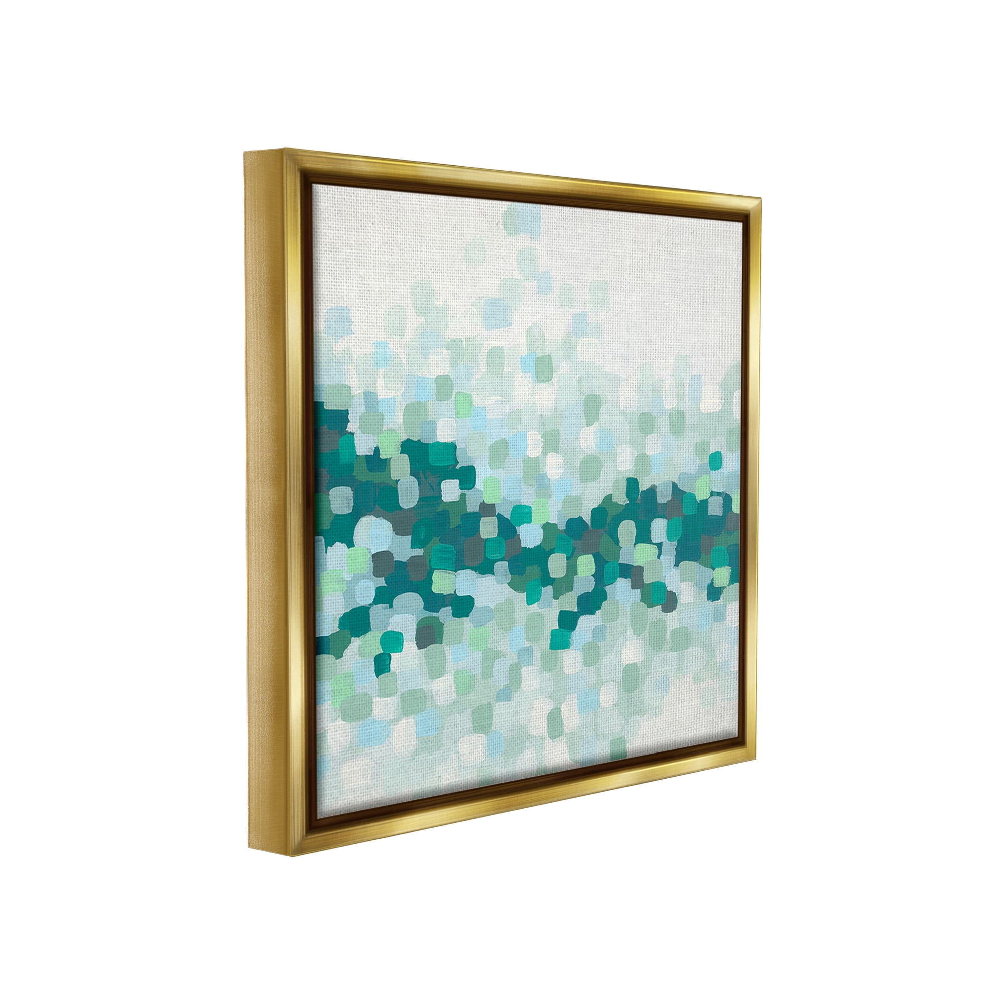 Stupell Industries Green Speckled Horizon Abstract Painting Gold Floater Framed Canvas Art Print Wall Art, 25 x 25