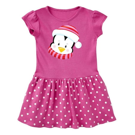 

Inktastic Cute Penguin Penguin With Pink Hat And Scarf Gift Toddler Girl Dress