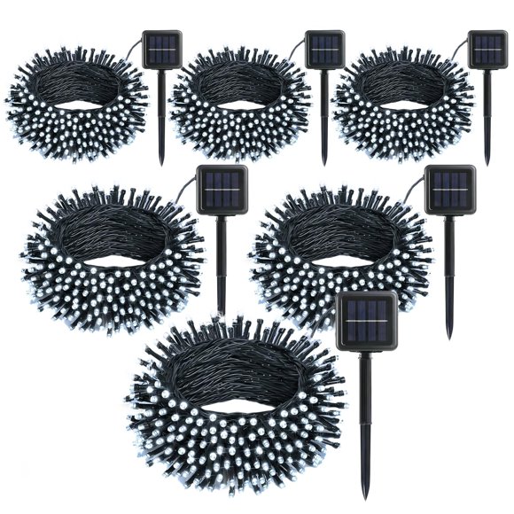 Guirnalda de luces solares SyouHome, paquete de 6, 72 m, 600 LED, blancas, IP65
