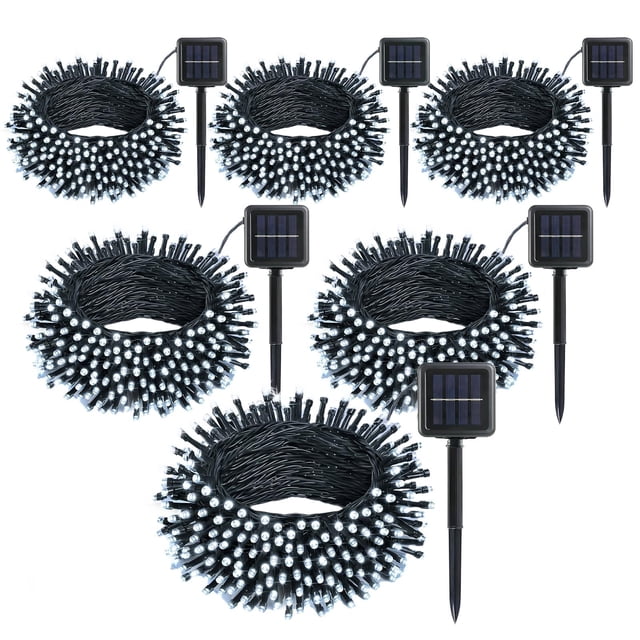 Guirnalda de luces solares SyouHome, paquete de 6, 72 m, 600 LED, blancas, IP65