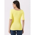thumbnail image 4 of DARING DIVA Women's Slim Fit Pullover Boat Neck Stretchable T-Shirt S Light Yellow, 4 of 6