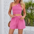 thumbnail image 6 of Idoravan Women Sets Clothing Clearance Summer Suit Solid Color Vest Casual Short Sleeveless Cropped Navel Fashion Body Sculpting Women Clothing, 6 of 9