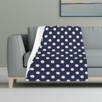 Flannel Fleece Throw Blanket Polka Dot Navy Pattern Print Lightweight Super Soft Cozy Plush Blanket 32 X 48 Inches