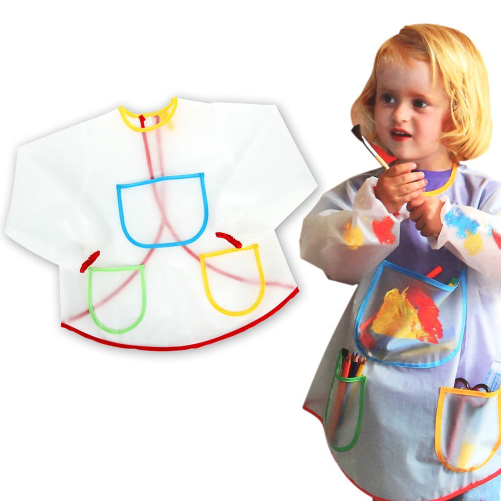 Cute Waterproof Long-sleeved Children Kids Smock Apron for Painting