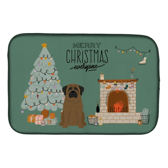 Bullmastiff Christmas Everyone Dish Drying Mat