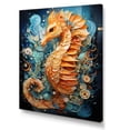 thumbnail image 2 of Designart "Symphony of Seahorses in Orange and Blue I" Animals Canvas Wall Art - Traditional Orange Seahorse Living Room Canvas Art, 2 of 6
