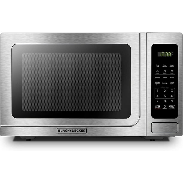 BLACK+DECKER Digital Microwave Oven with Turntable PushButton Door, Child Safety Lock