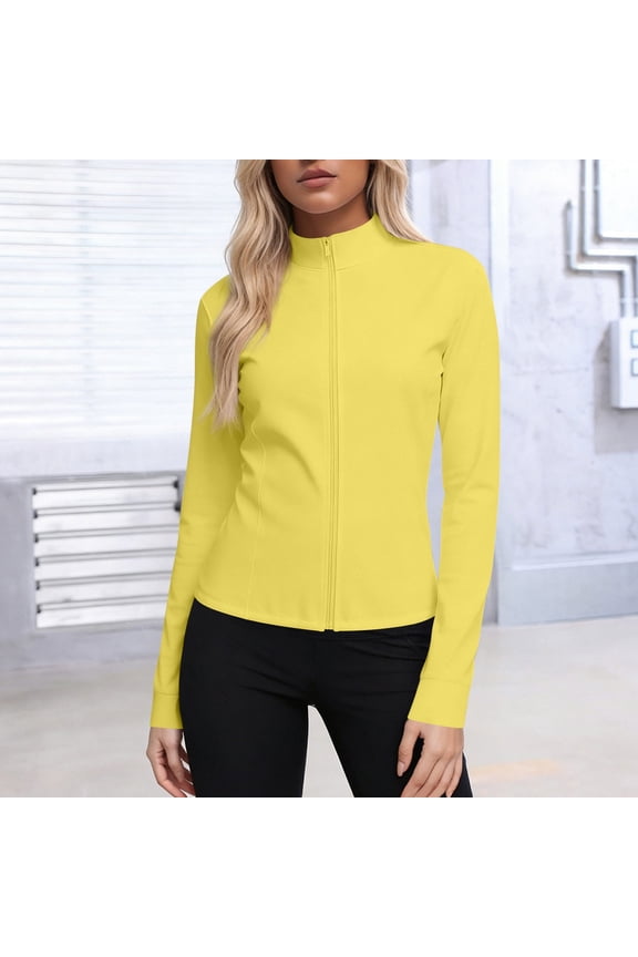 Women's UPF 50+ Sun Protection Jacket Full Zip Athletic Jacket Lightweight Stretch Activewear Yoga Workout Jacket Yellow,Size M