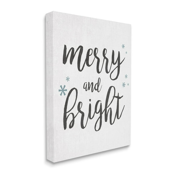 Stupell Industries Festive Merry and Bright Winter Phrase Snowflakes Holiday Painting Gallery Wrapped Canvas Art Print Wall Art, 16 x 20
