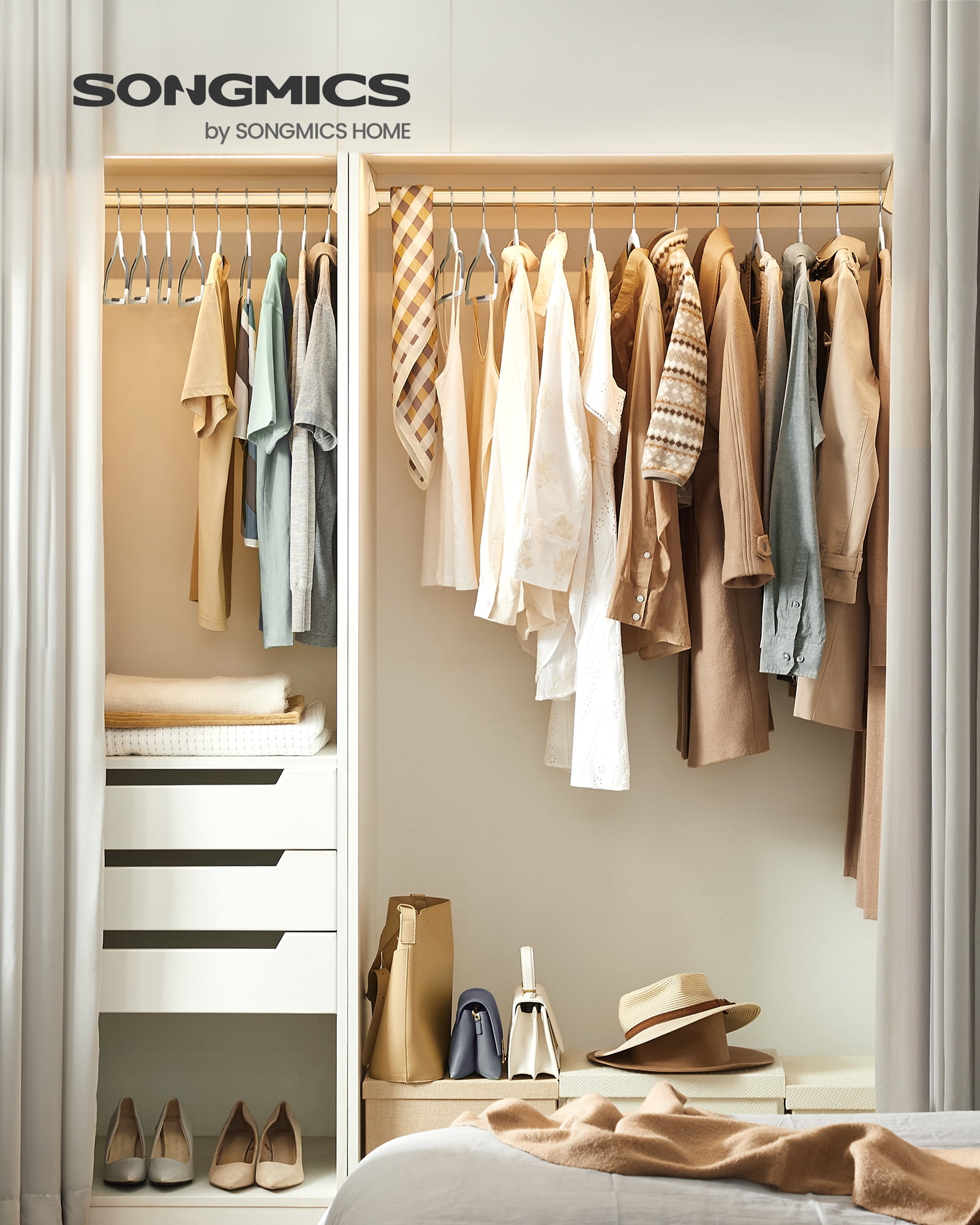 30-Pack Slim Plastic Hangers with 360° Swivel Hooks, Heavy Duty Space Saving Closet Organizers for Coats, Dresses and Pants, Cloud White and Dark Gray