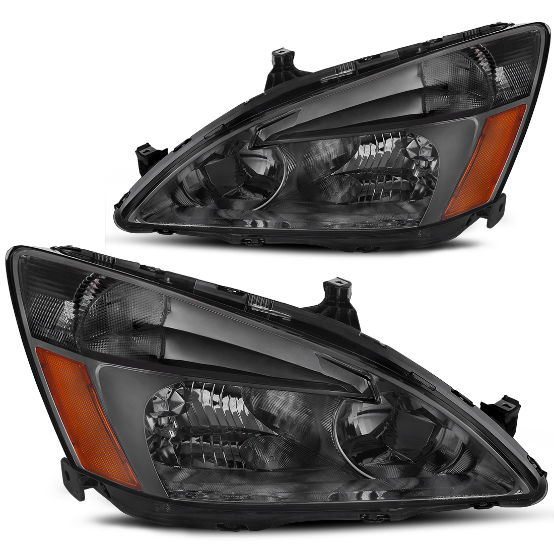 RVNI For 2003-2007 Honda Accord 2/4Dr Replacement Smoke Headlights+Amber Signal Lamps
