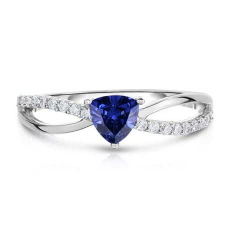 Trillion Crystal - Natalia Drake BGR0862882-7 Crystal & CZ Bypass Trillion Ring, Blue
