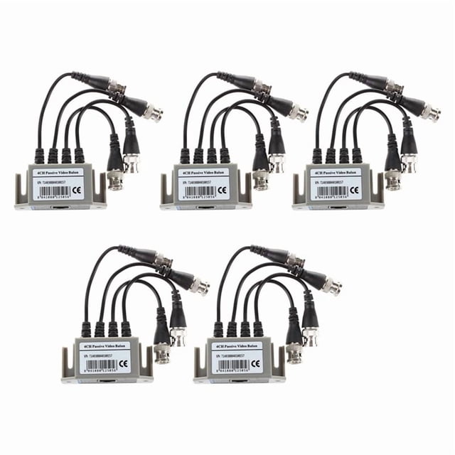 5X Transceptor CCTV 4CH Balun Pasivo Video UTP BNC Conector Rj45