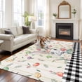 thumbnail image 2 of Easter Area Rugs 5'x8', Washable Small Throw Rugs for Classroom Bedroom, Spring Farmhouse Bunny Eggs Flower Black Plaid Indoor Outdoor Rug Non-Slip Low Pile Carpet Runner Reversible Floor Mats, 2 of 8