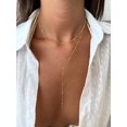 thumbnail image 3 of Lariat Y-Shaped Pendant Necklace 14k Gold Plated/Silver Trendy Layered Beaded Chain Gold Necklace for Women, 3 of 4