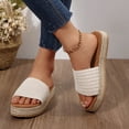 thumbnail image 2 of Beige Women'S Soft Sole Open-Toe Sandals With Thick Bottom, Perfect For Vacation And Relaxation, 2 of 9