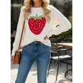 thumbnail image 6 of LMLYSoH Women Knit Sweater Long Sleeve Crew Neck Strawberry Pullover Warm Sweater for Fall Winter, 6 of 9