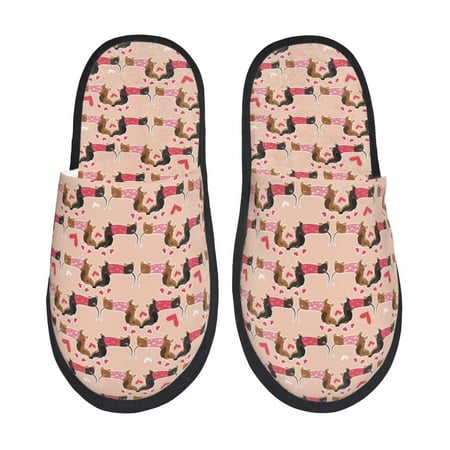 Balery Dachshund Couple Slient Indoor Furry Fleece Comfort House Shoes Soft Non-Slip Home Shoes Cotton slippers House Slippers-- Medium