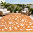 thumbnail image 2 of Navy Blue Reversible Outdoor Rug Waterproof, Vintage Plastic Straw Carpet with Portable Bag, UV Resistant Lightweight Patio Mat for Backyard Beach RV Deck, White, 2 of 14