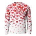 thumbnail image 5 of Fgvctg Romantic Valentine's Day Sweater Men Ribbed Knit Crewneck Sweaters Love Heart Print Soft Pullover Slim Fit Long Sleeve Sweater Oversized Spring Blouse White XL, 5 of 6