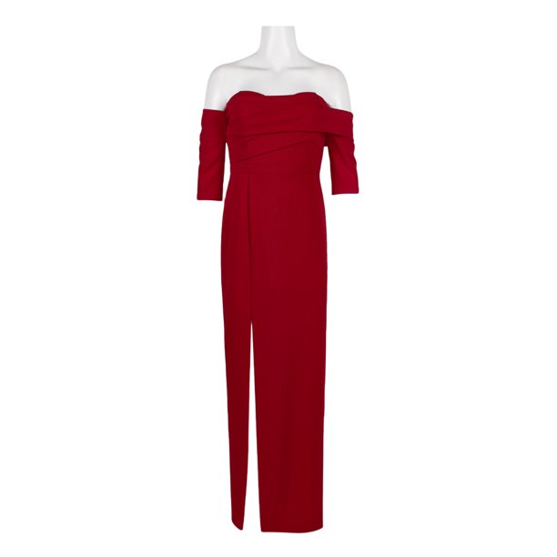 aidan by aidan mattox strapless slit crepe gown